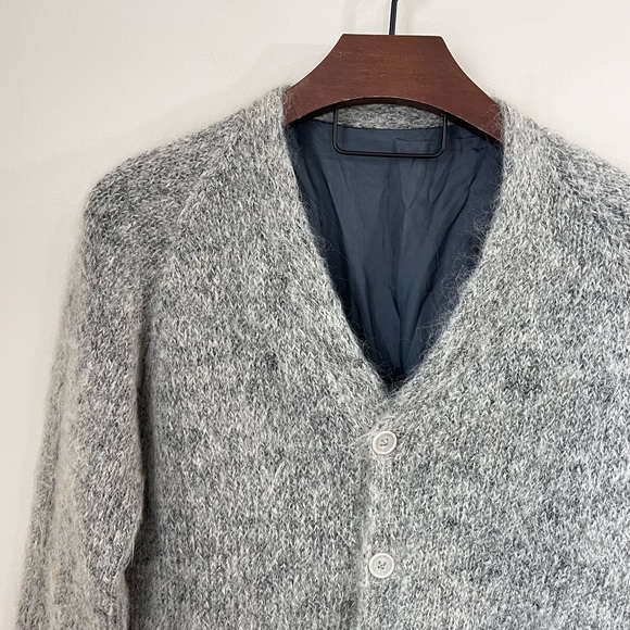 Artisan Hand-Knit Wool Mohair Grandpa Cardigan - Picture 2 of 13